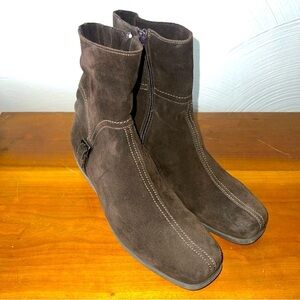 La Canadienne Womens Laverne Winter Boots Brown Zip Square Toe 8 1/2M